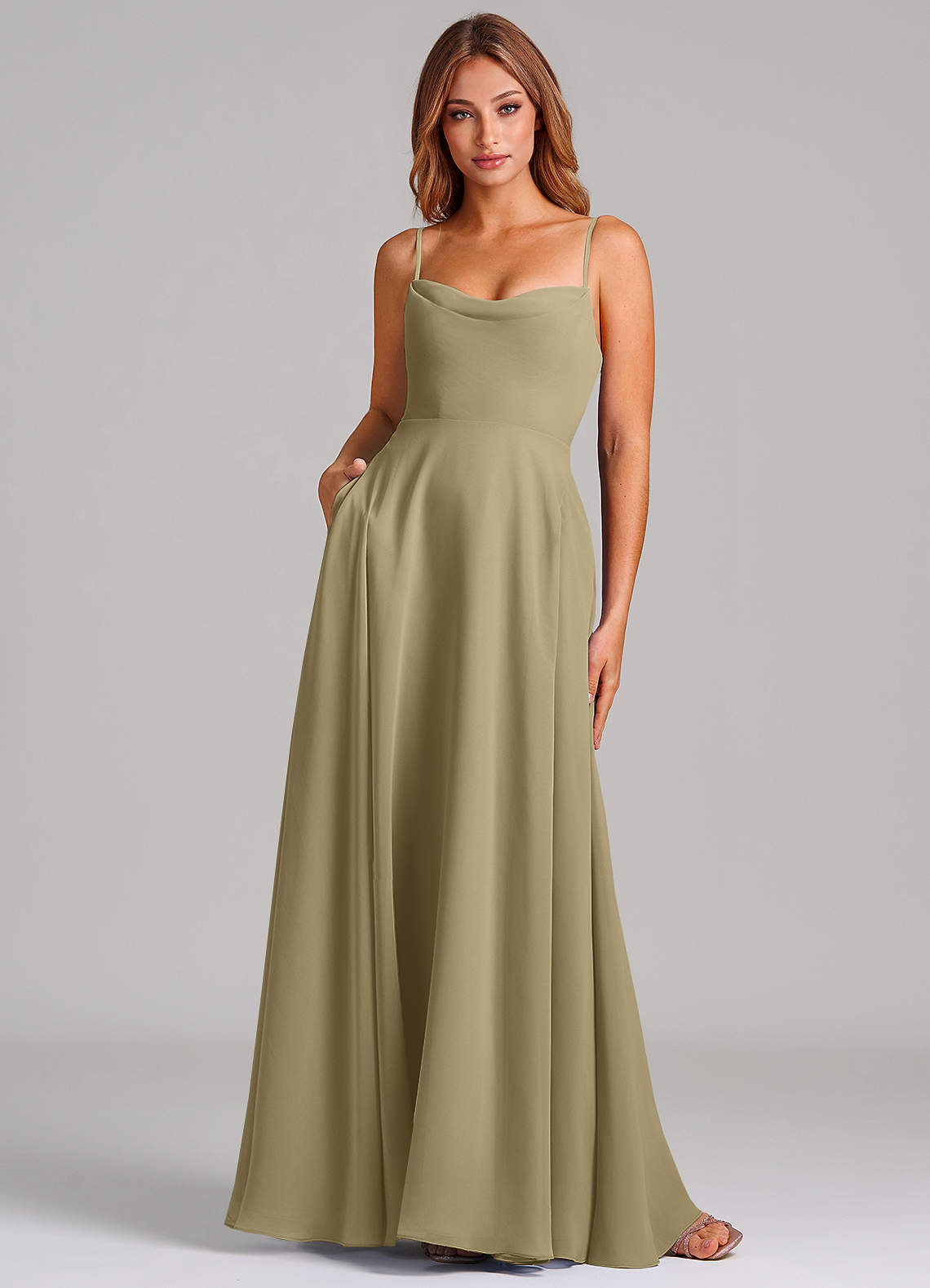 elyessen Elle Dusty Sage A-Line Pleated Chiffon Dress 1