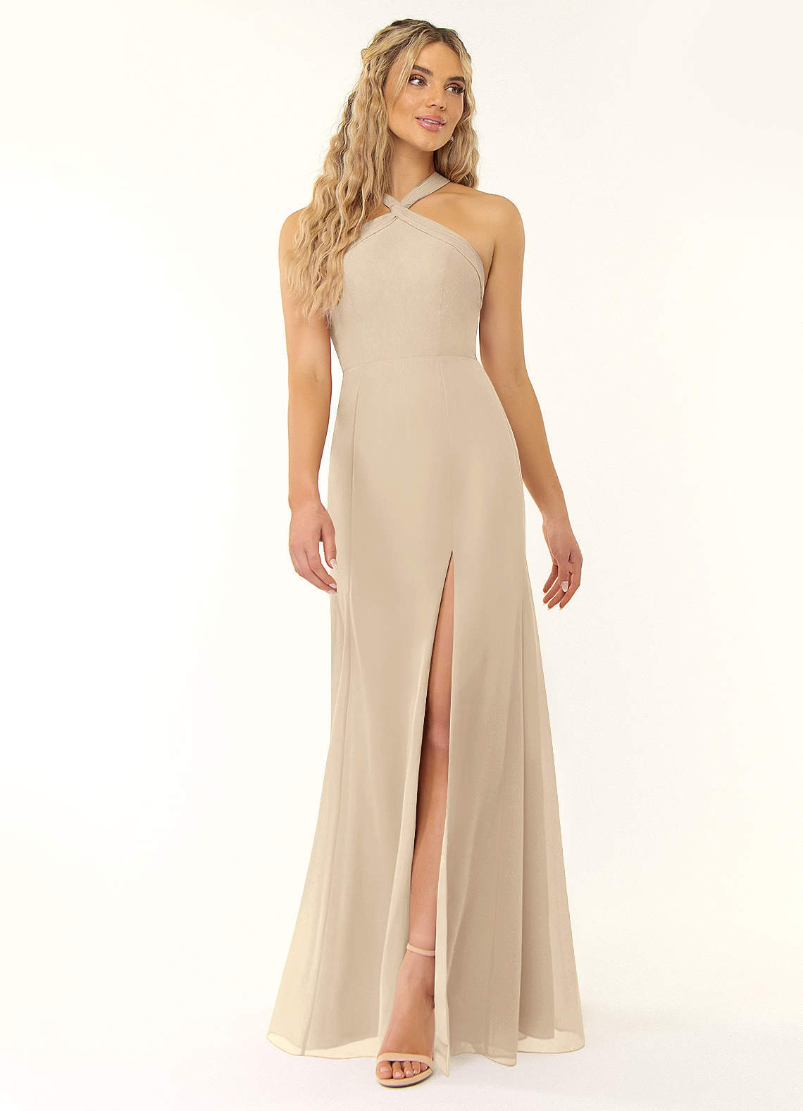 elyessen Rue Sky Blue A-Line Halter Chiffon Dress 7