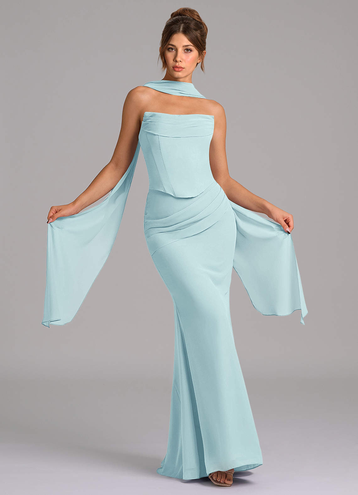 elyessen Sorrel Sky Blue Mermaid Corset Chiffon Dress 2