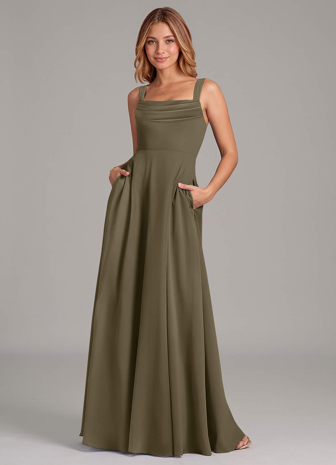 elyessen Shaude Sky Blue A-Line Pleated Chiffon Dress 2