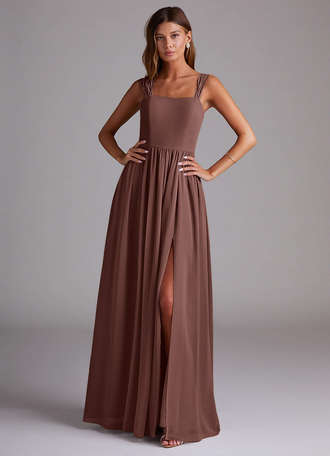 elyessen Calianna Dusty Blue A-Line Off the Shoulder Chiffon Convertible Dress 7