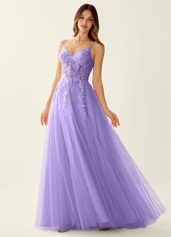 Mayami Pink Lace Sequin Embroidery Tulle Prom Dress