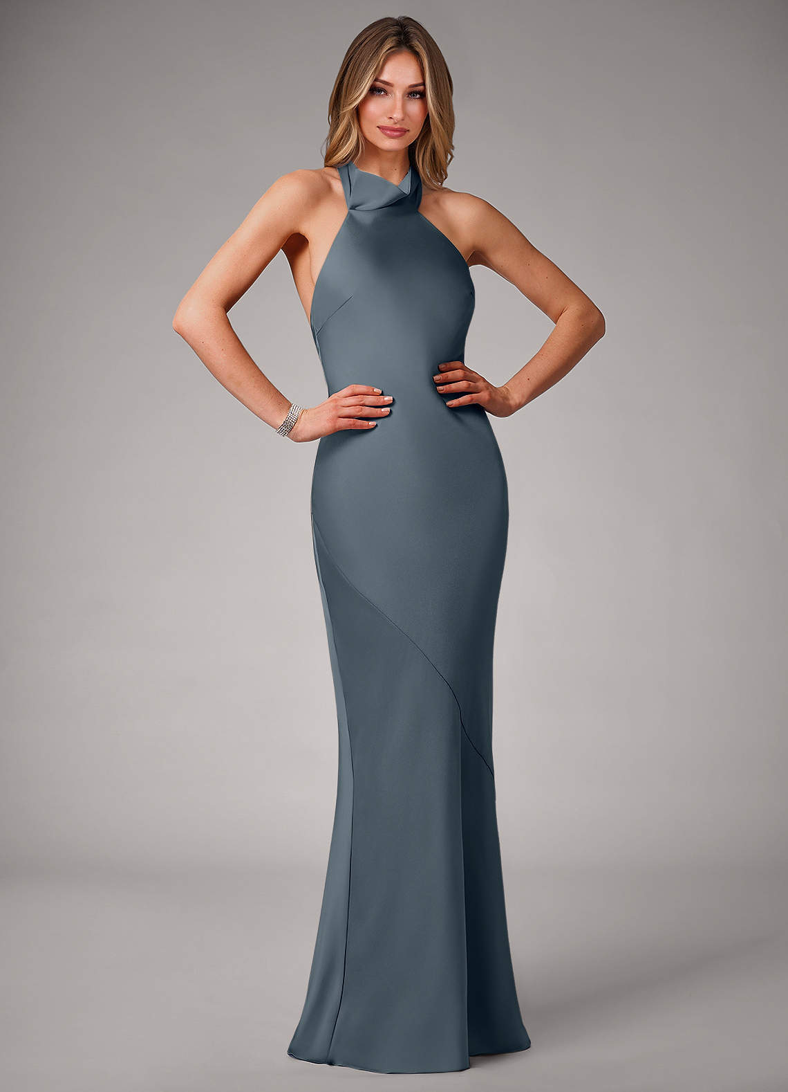 elyessen Velli Black Mermaid High Neck Stretch Satin Dress 3