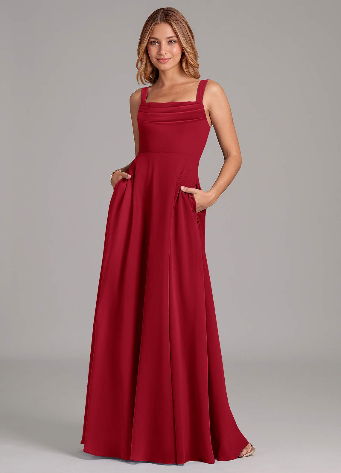 elyessen Shaude Sky Blue A-Line Pleated Chiffon Dress 6