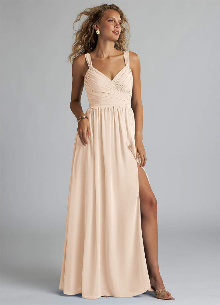elyessen Aziza Sky Blue A-Line V-Neck Pleated Chiffon Dress 7