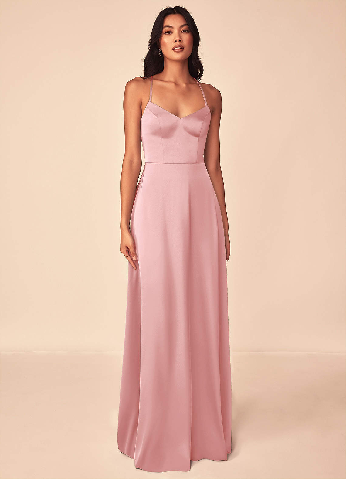 elyessen Mei Black A-Line V-Neck Stretch Satin Dress 4