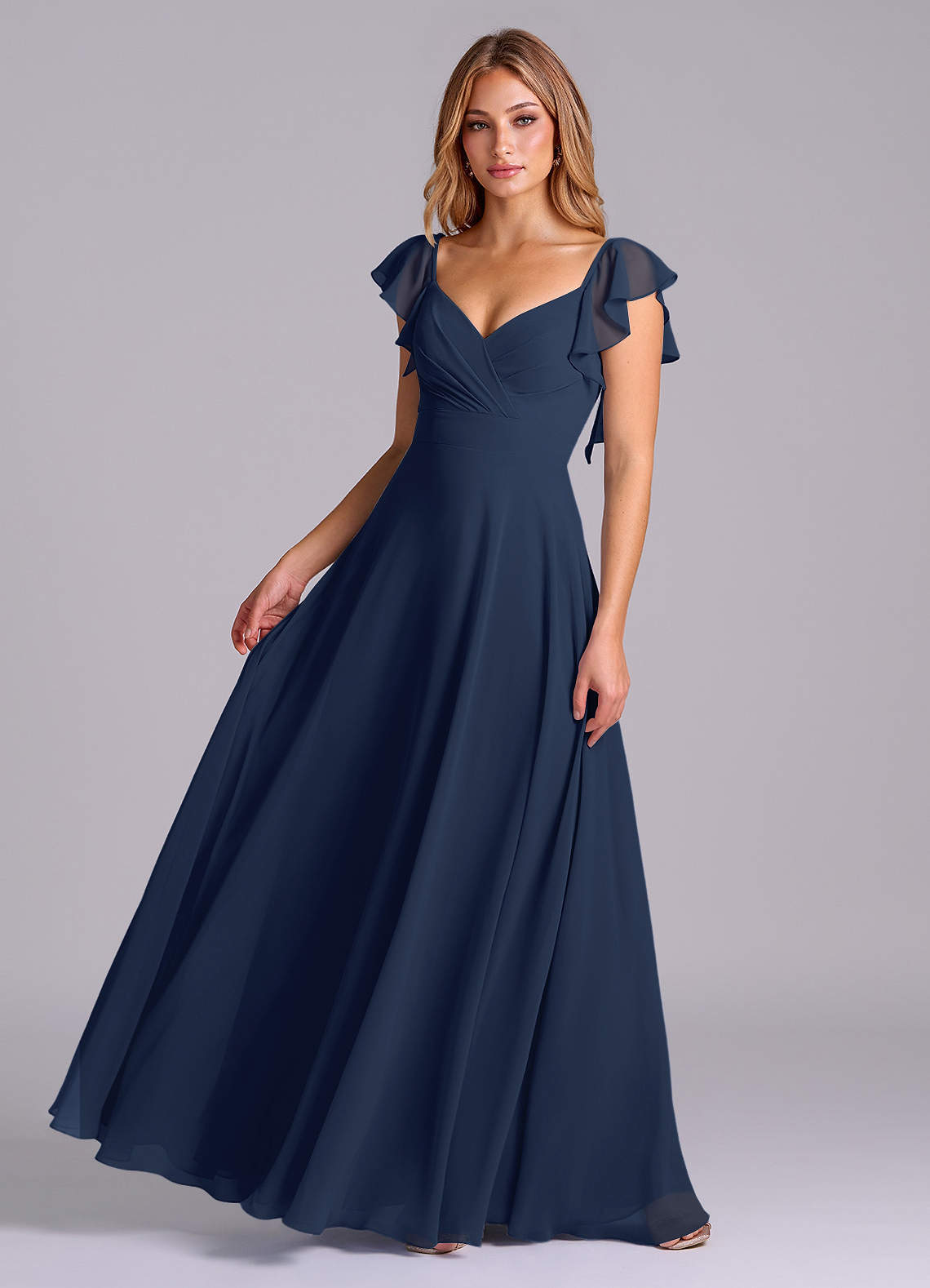 elyessen Leilani Sky Blue A-Line Pleated Chiffon Dress 3