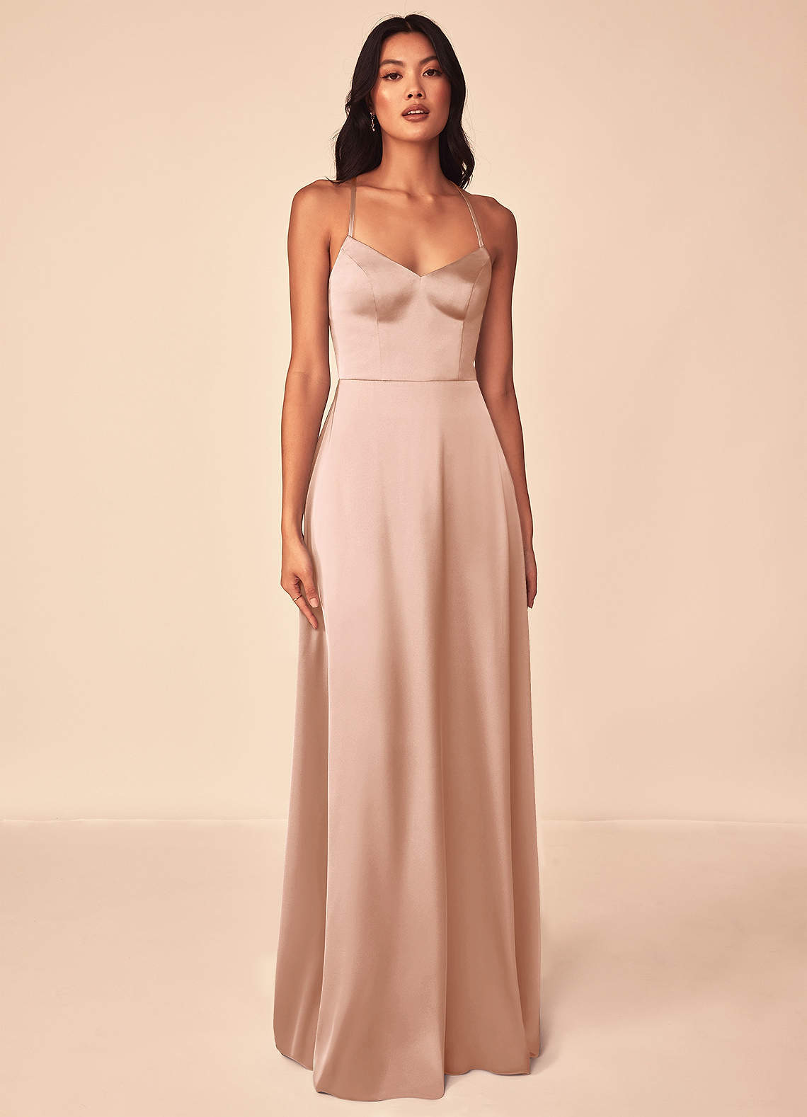 elyessen Mei Black A-Line V-Neck Stretch Satin Dress 4
