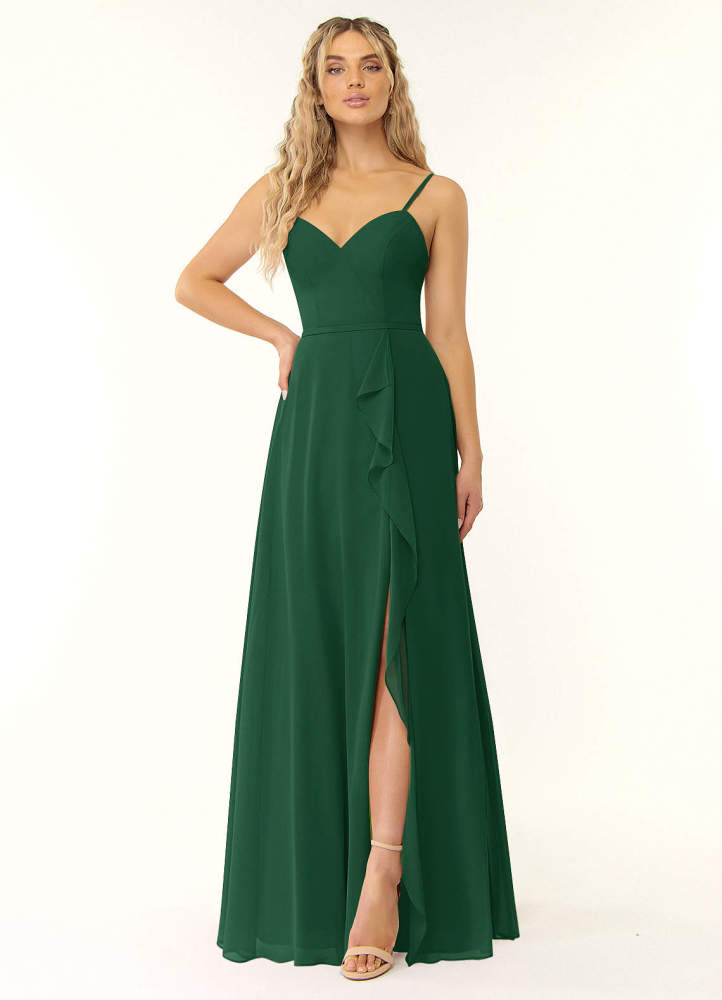 elyessen Naeem Dusty Blue A-Line V-Neck Ruffle Chiffon Dress 2