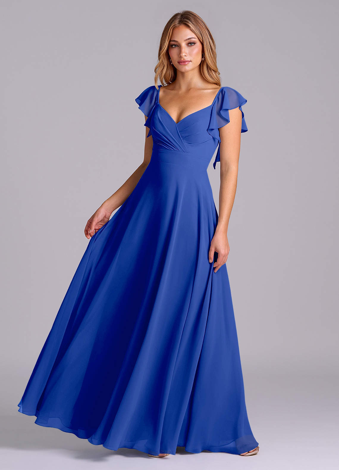 elyessen Leilani Sky Blue A-Line Pleated Chiffon Dress 3