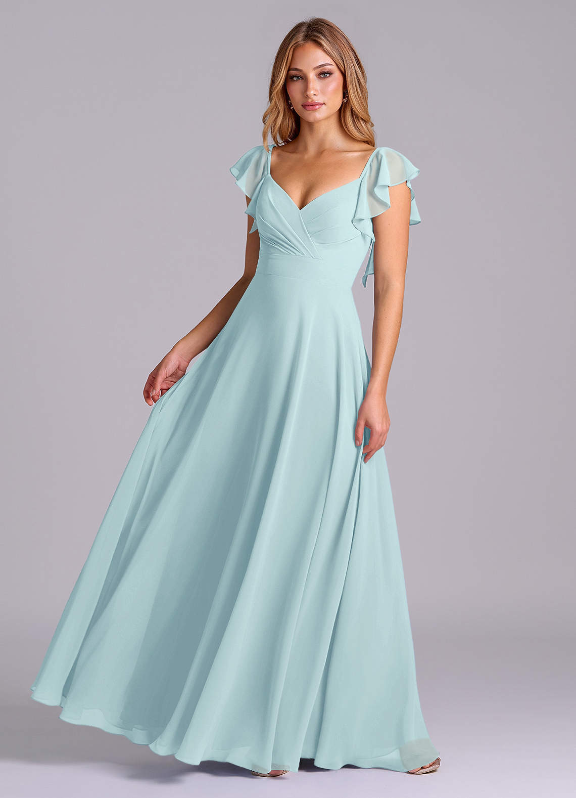 elyessen Leilani Sky Blue A-Line Pleated Chiffon Dress 2