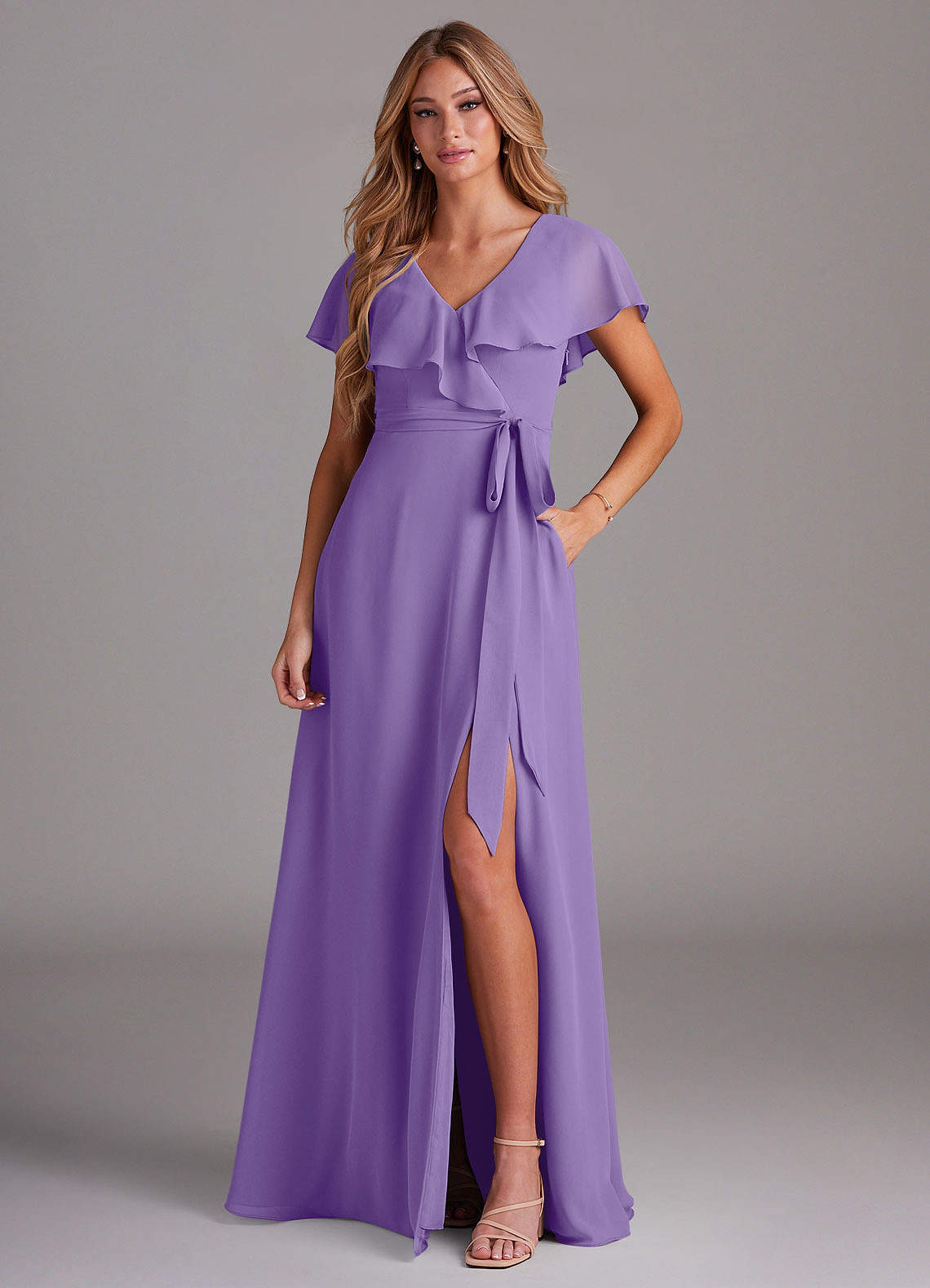 elyessen Lainey Sky Blue A-Line with Pockets Chiffon Dress 5