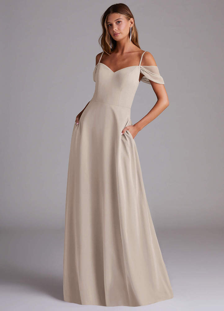 elyessen Marley Dusty Blue A-Line Off the Shoulder Chiffon Convertible Dress 8
