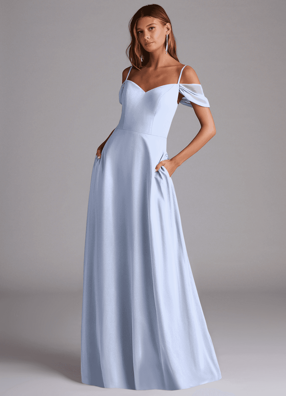 elyessen Marley Dusty Blue A-Line Off the Shoulder Chiffon Convertible Dress 2