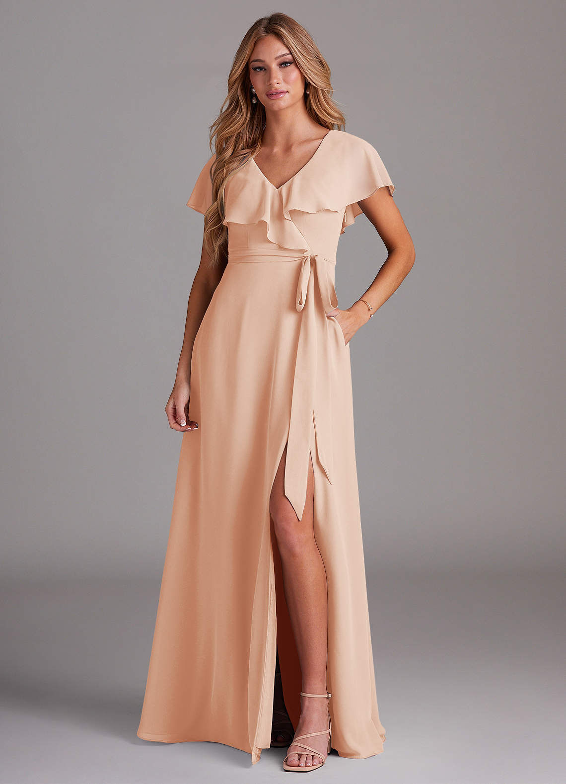 elyessen Lainey Sky Blue A-Line with Pockets Chiffon Dress 4