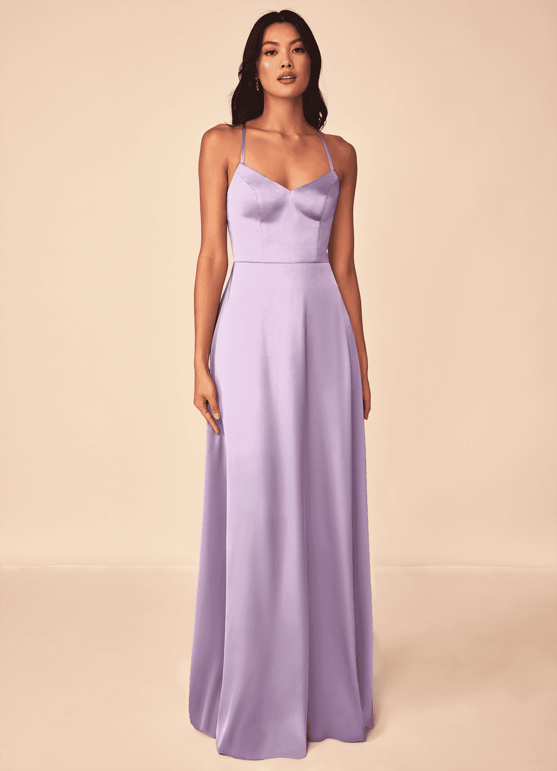 elyessen Mei Black A-Line V-Neck Stretch Satin Dress 4