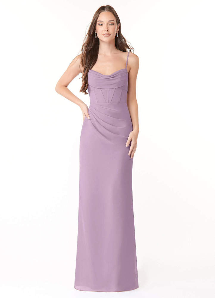 elyessen Mai Sky Blue Sheath Pleated Chiffon Dress 4