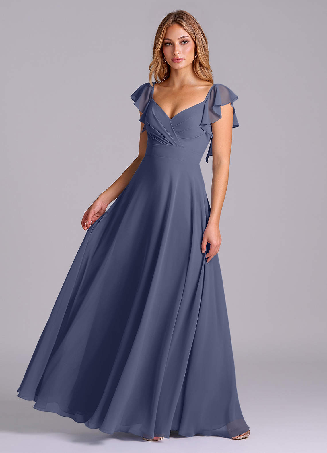 elyessen Leilani Sky Blue A-Line Pleated Chiffon Dress 3