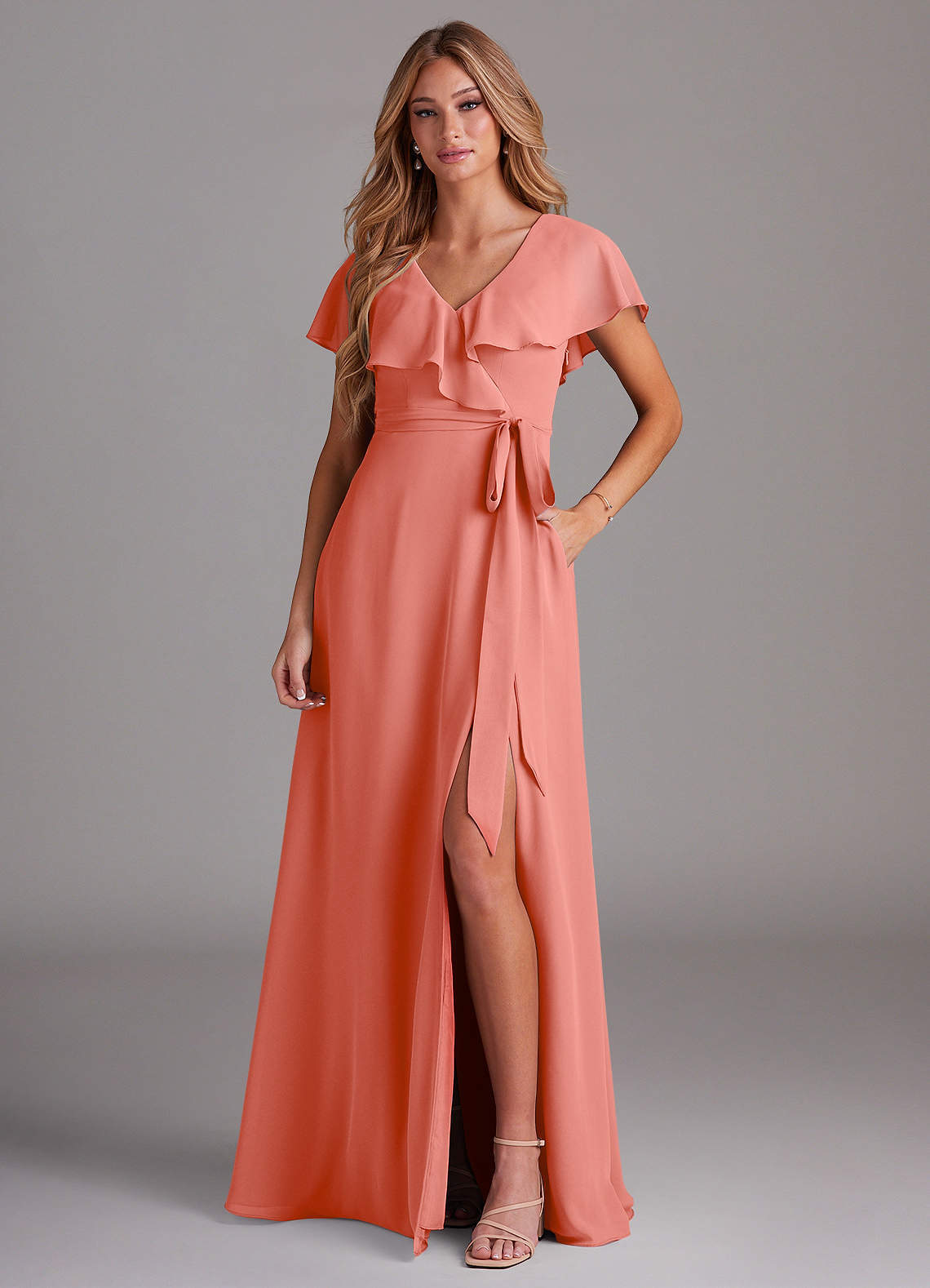 elyessen Lainey Sky Blue A-Line with Pockets Chiffon Dress 4