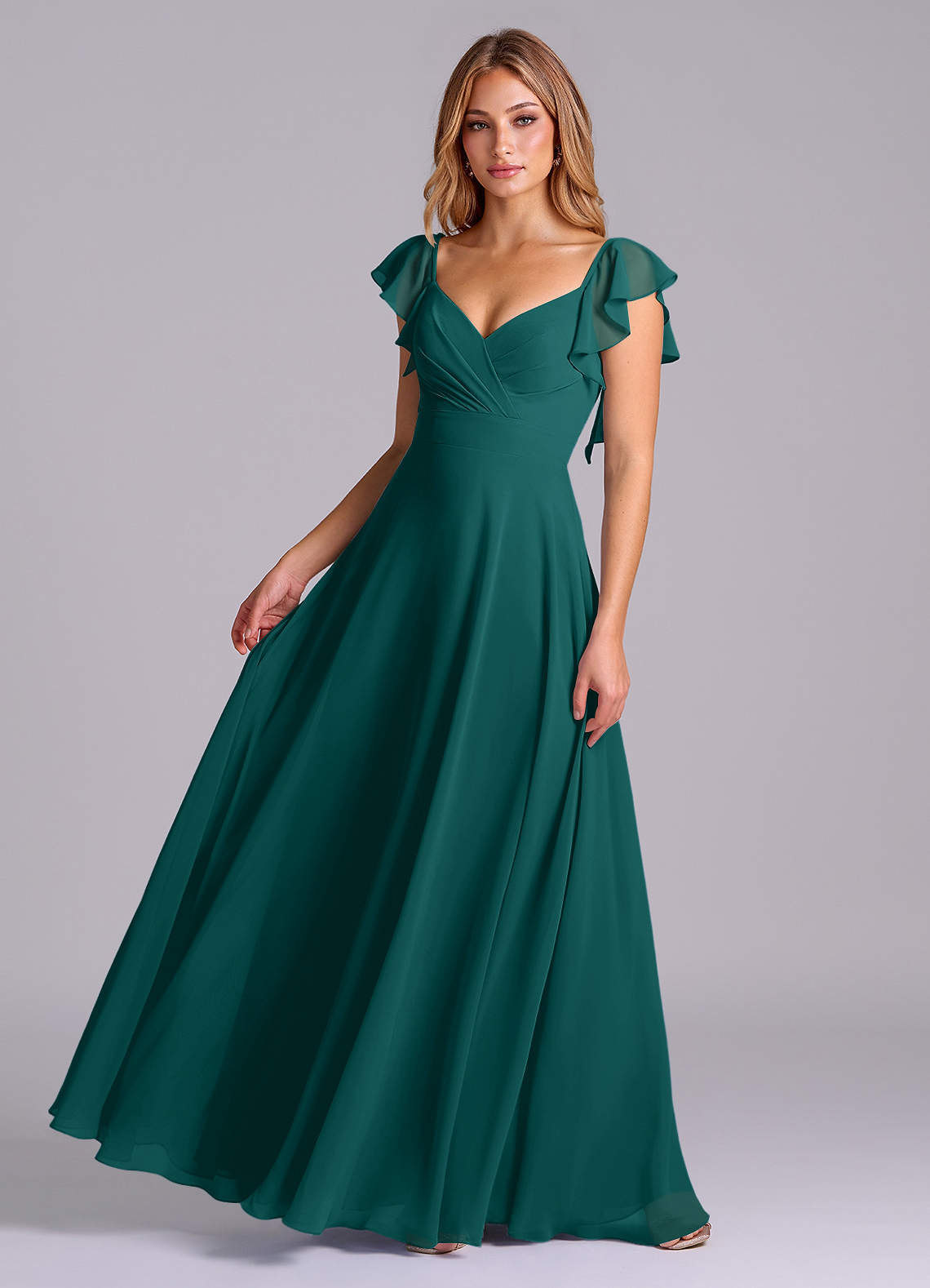 elyessen Leilani Sky Blue A-Line Pleated Chiffon Dress 2