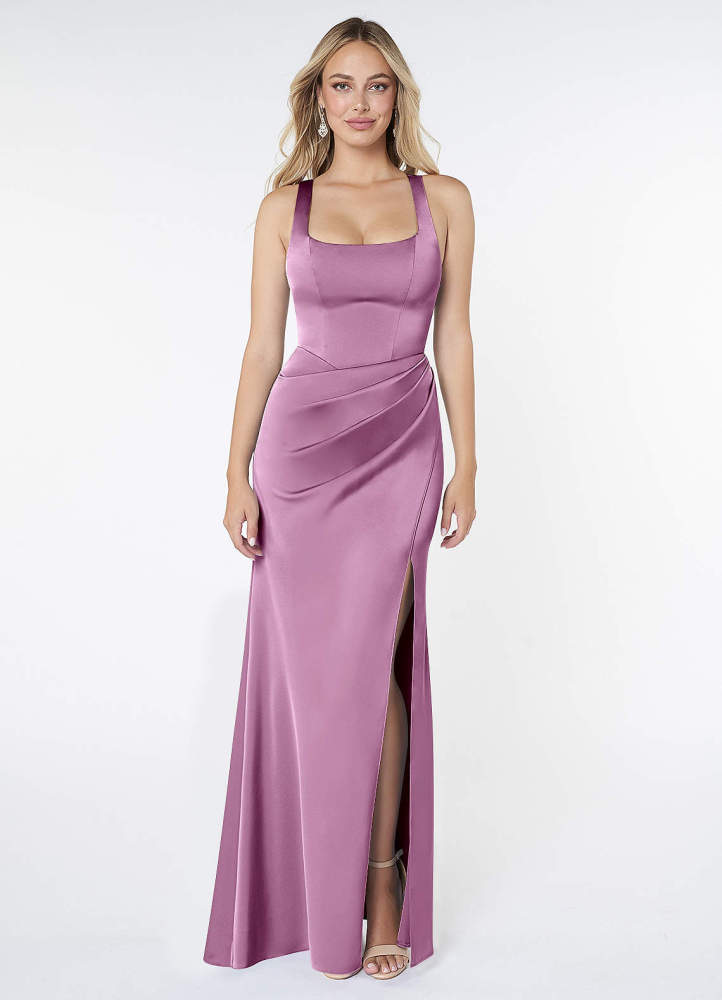 elyessen Mero Black Mermaid Pleated Stretch Satin Dress 5