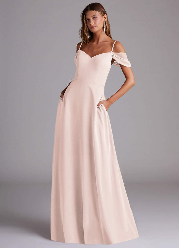 elyessen Marley Dusty Blue A-Line Off the Shoulder Chiffon Convertible Dress 8