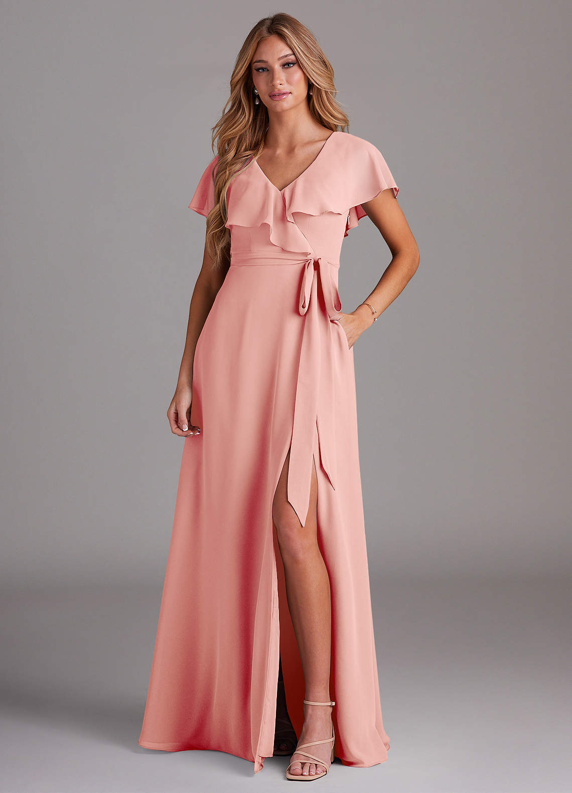 elyessen Lainey Sky Blue A-Line with Pockets Chiffon Dress 4