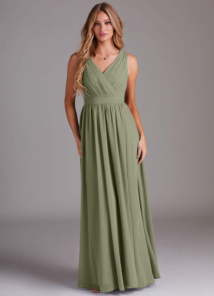 elyessen Kingsley Dusty Sage A-Line Lace Chiffon Dress 1