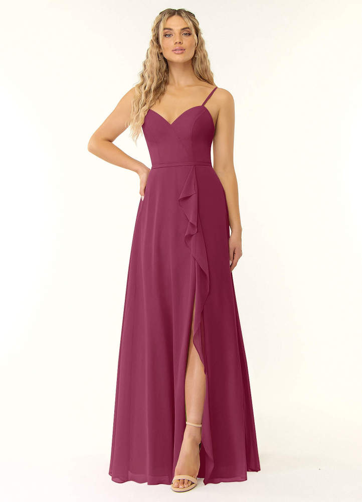 elyessen Naeem Dusty Blue A-Line V-Neck Ruffle Chiffon Dress 5