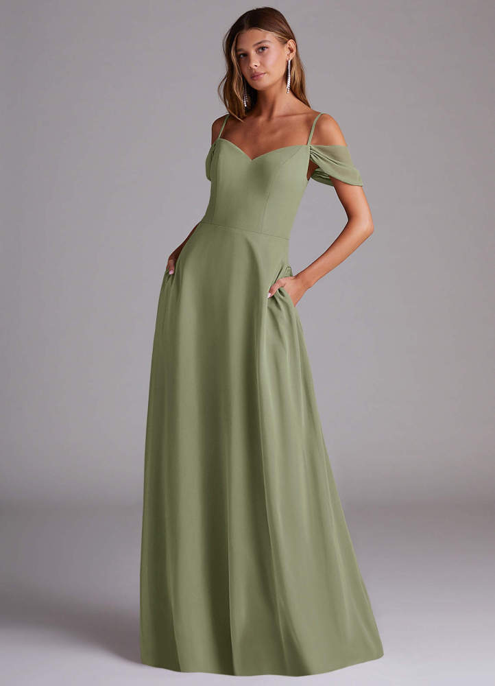 elyessen Marley Dusty Blue A-Line Off the Shoulder Chiffon Convertible Dress 1