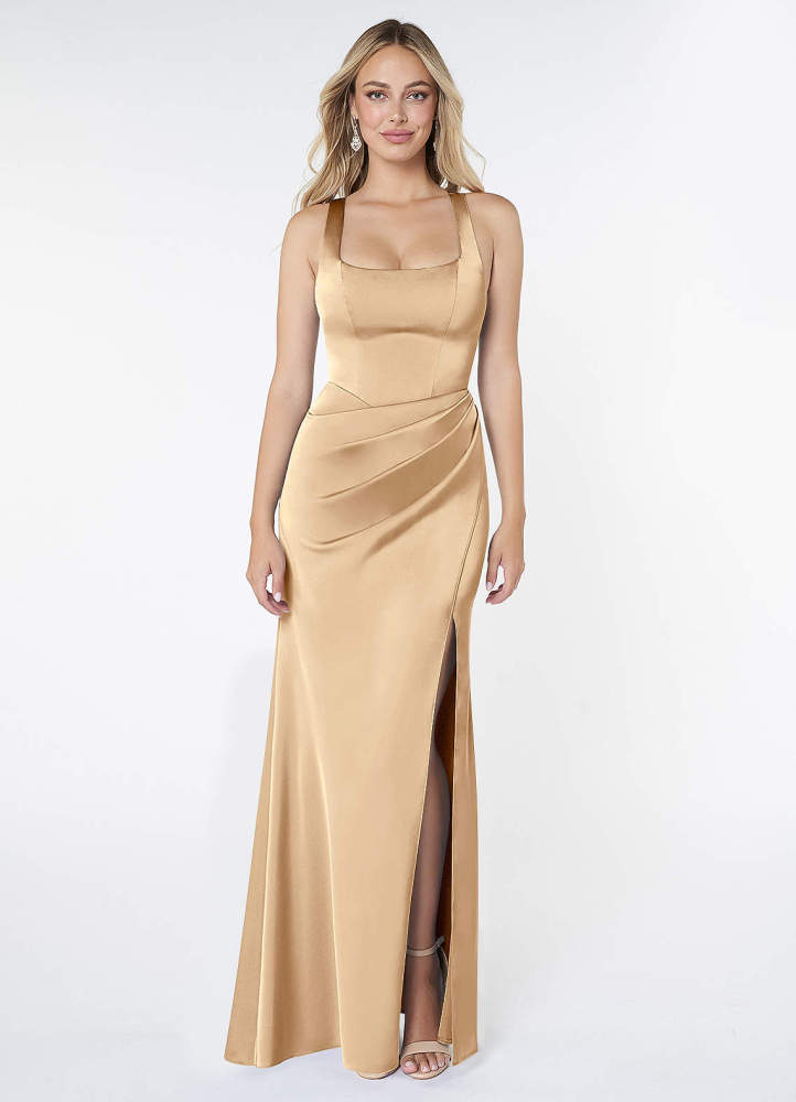elyessen Mero Black Mermaid Pleated Stretch Satin Dress 7