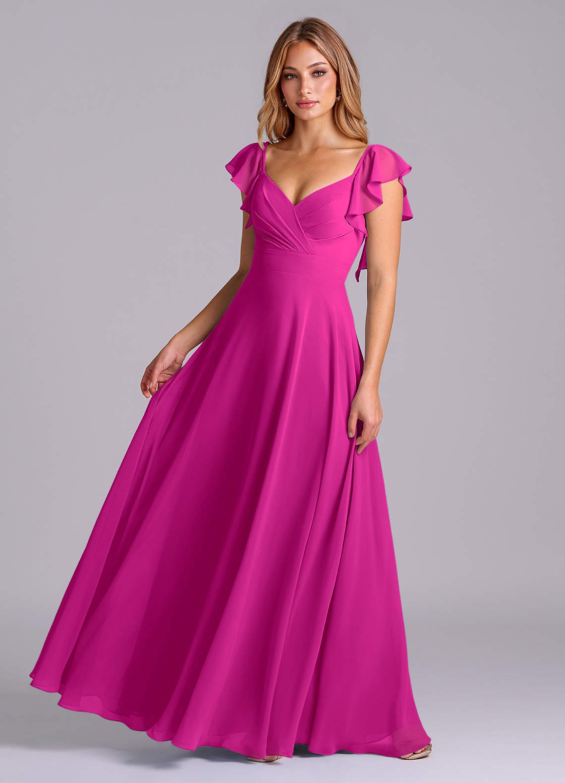 elyessen Leilani Sky Blue A-Line Pleated Chiffon Dress 4