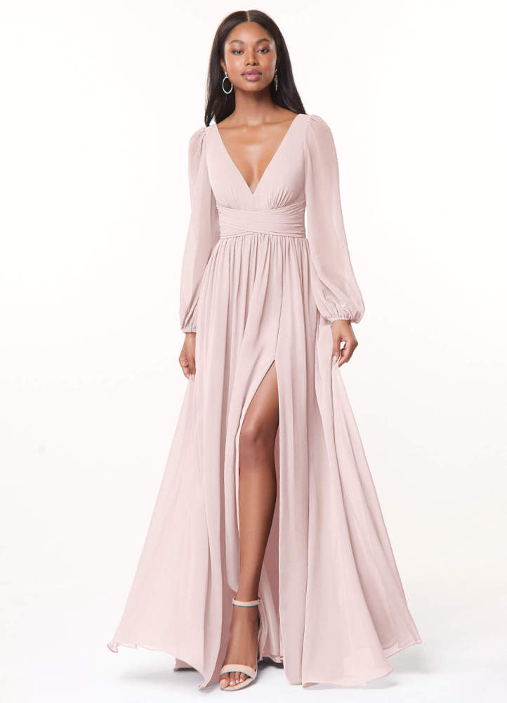 elyessen Norah Eucalyptus A-Line V-Neck Long Sleeve Chiffon Dress 4