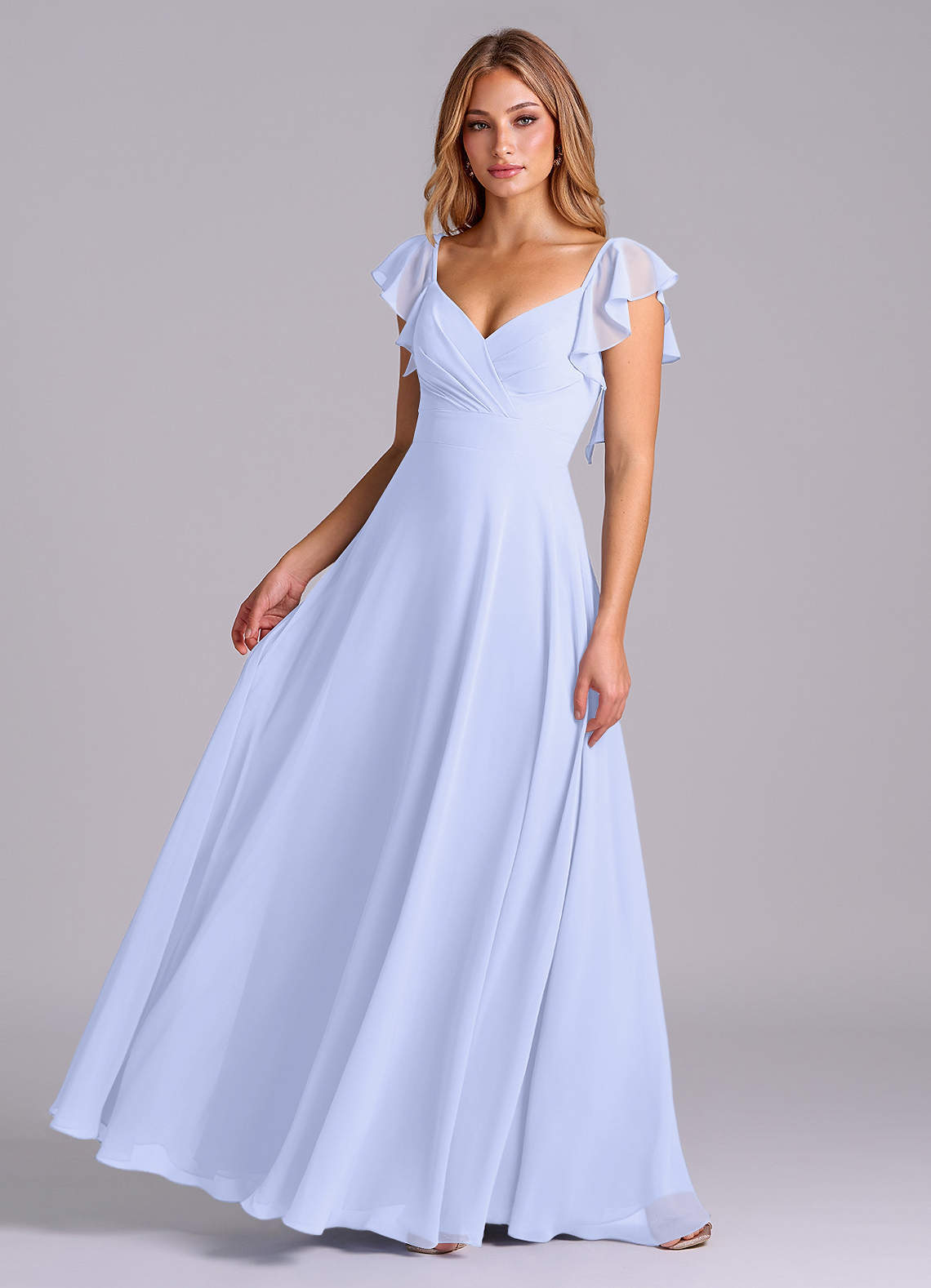 elyessen Leilani Sky Blue A-Line Pleated Chiffon Dress 4