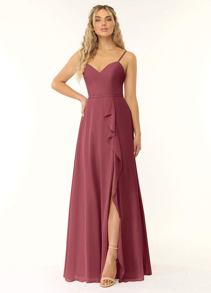 elyessen Naeem Dusty Blue A-Line V-Neck Ruffle Chiffon Dress 6