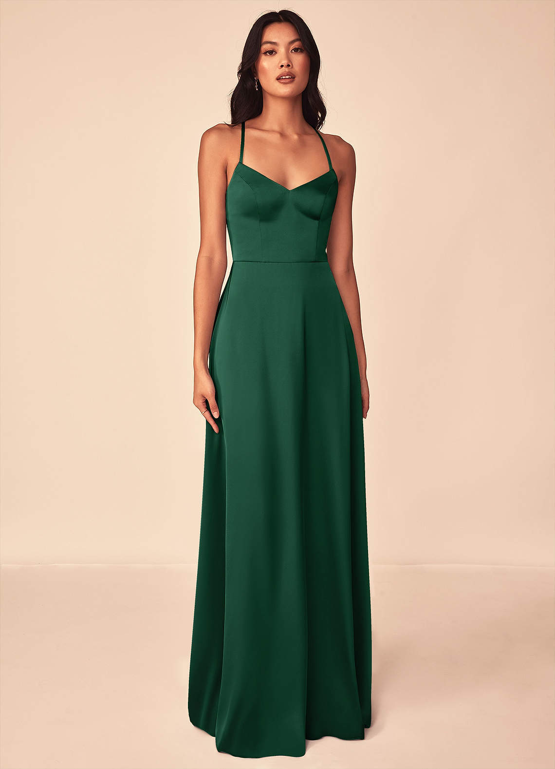 elyessen Mei Black A-Line V-Neck Stretch Satin Dress 2