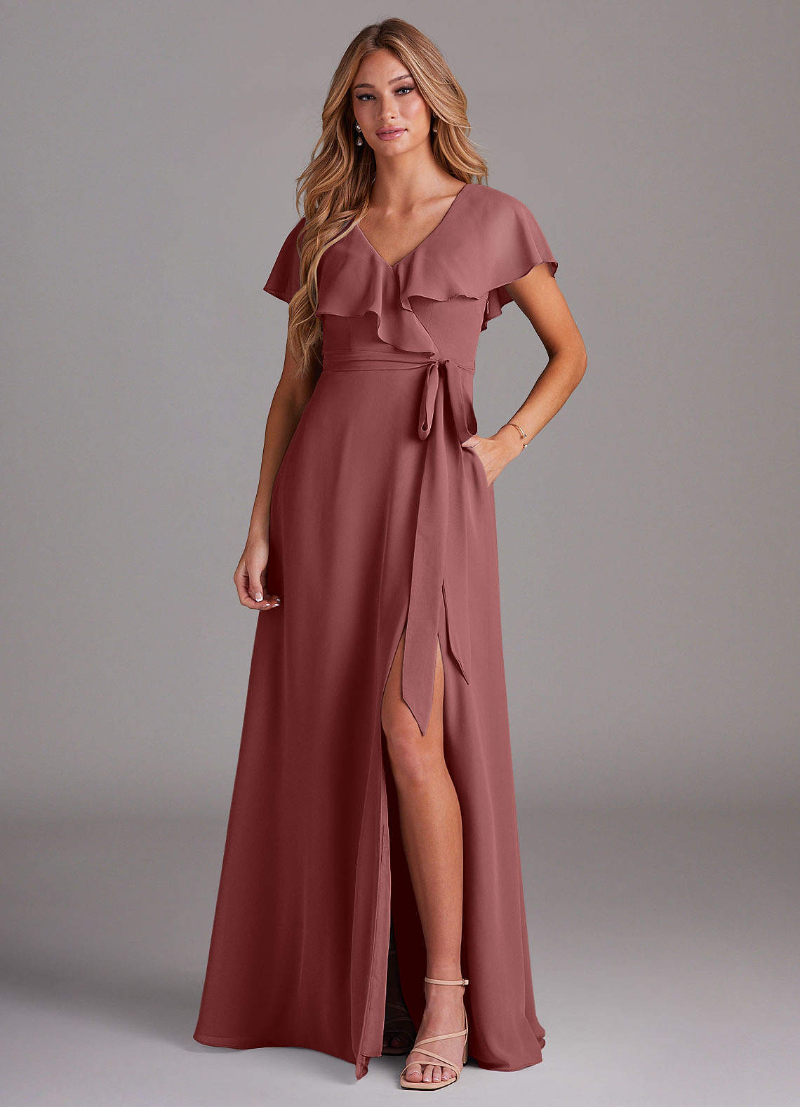 elyessen Lainey Sky Blue A-Line with Pockets Chiffon Dress 5