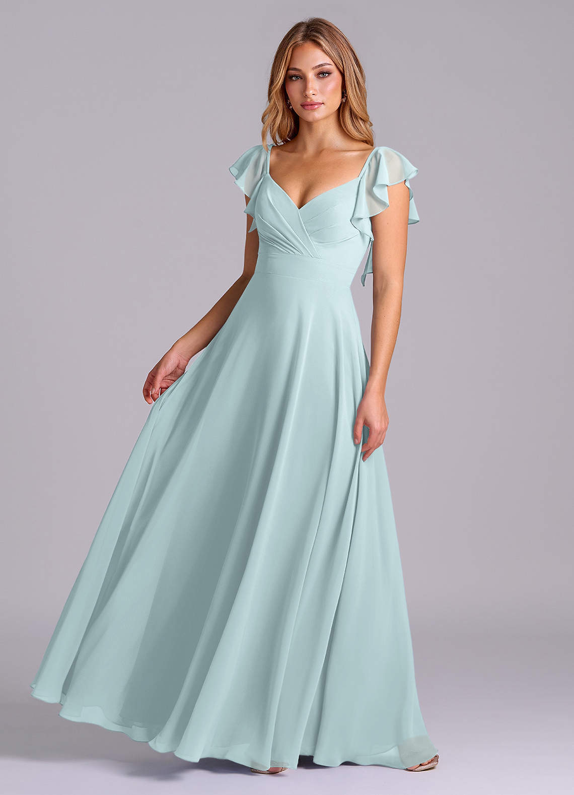 elyessen Leilani Sky Blue A-Line Pleated Chiffon Dress 3