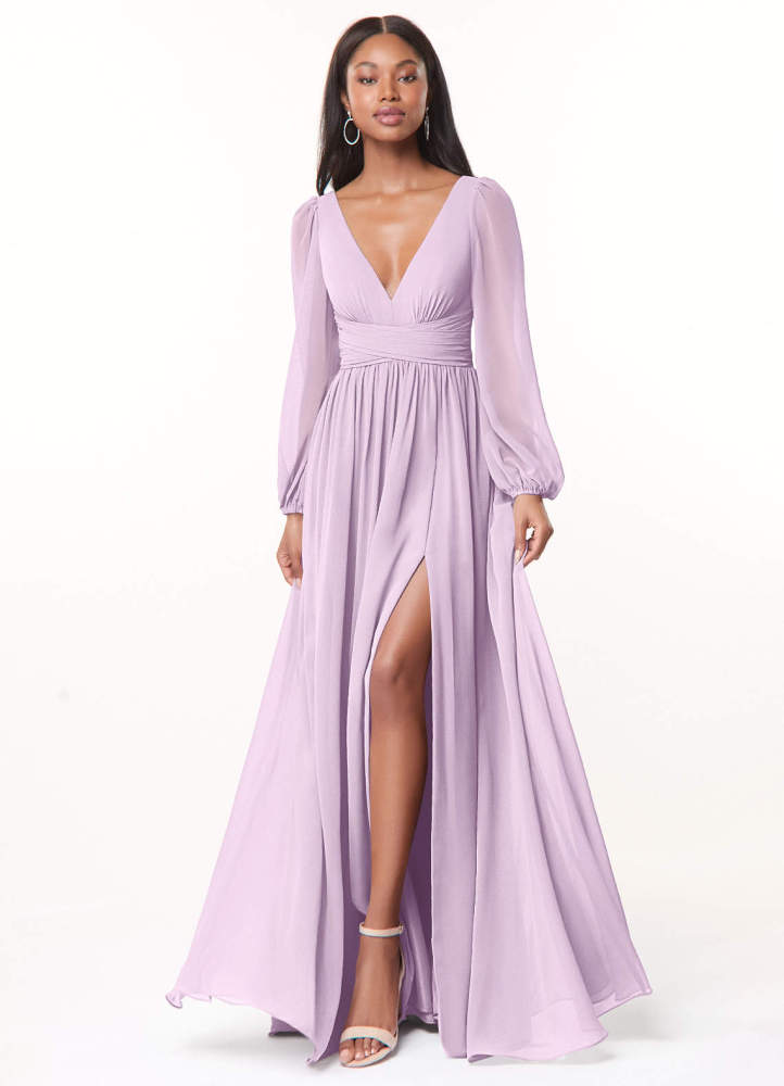 elyessen Norah Eucalyptus A-Line V-Neck Long Sleeve Chiffon Dress 5