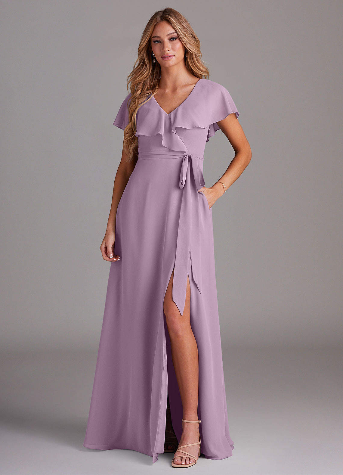 elyessen Lainey Sky Blue A-Line with Pockets Chiffon Dress 5