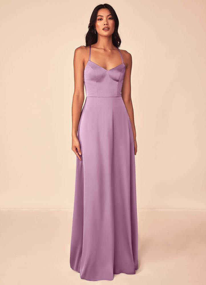 elyessen Mei Black A-Line V-Neck Stretch Satin Dress 4