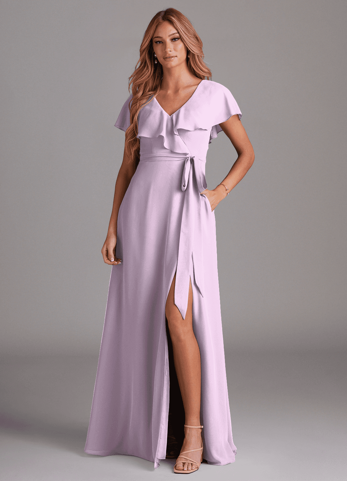 elyessen Lainey Sky Blue A-Line with Pockets Chiffon Dress 5