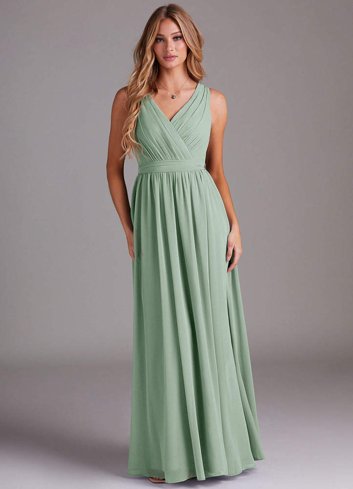 elyessen Kingsley Dusty Sage A-Line Lace Chiffon Dress 1