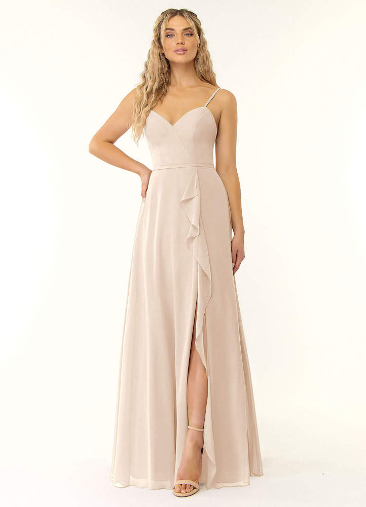elyessen Naeem Dusty Blue A-Line V-Neck Ruffle Chiffon Dress 7