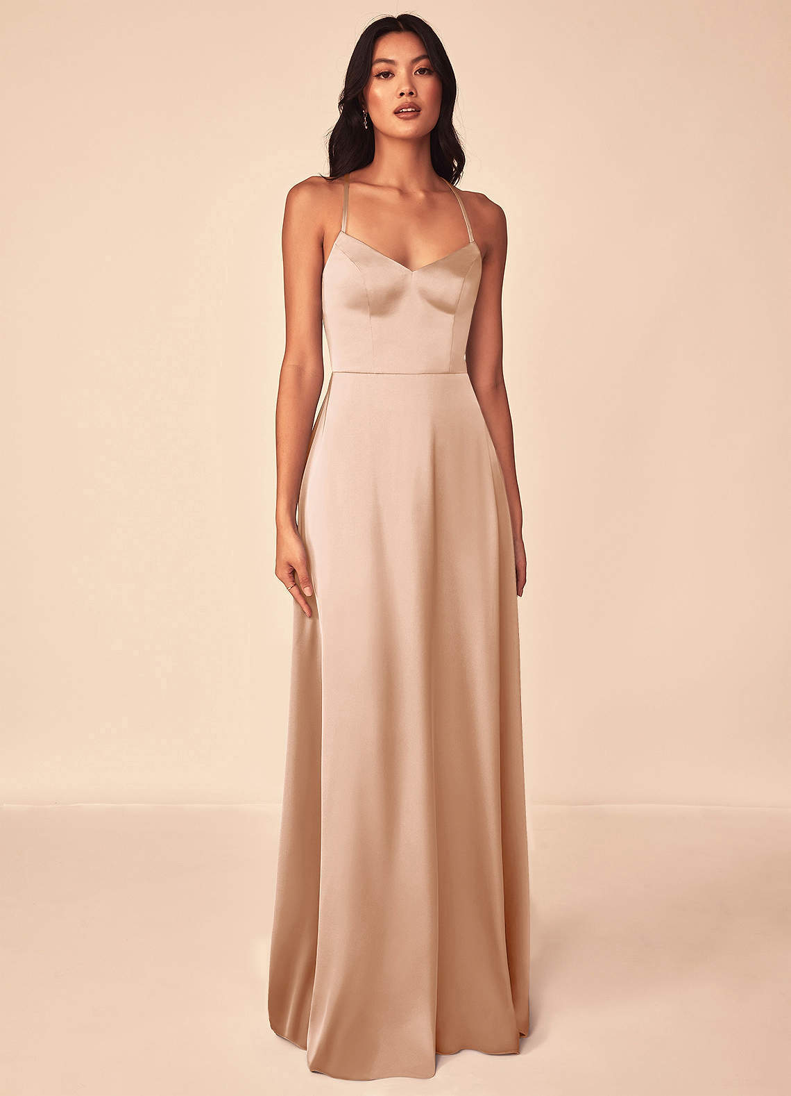 elyessen Mei Black A-Line V-Neck Stretch Satin Dress 4