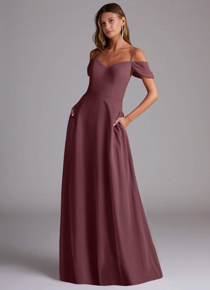 elyessen Marley Dusty Blue A-Line Off the Shoulder Chiffon Convertible Dress 5