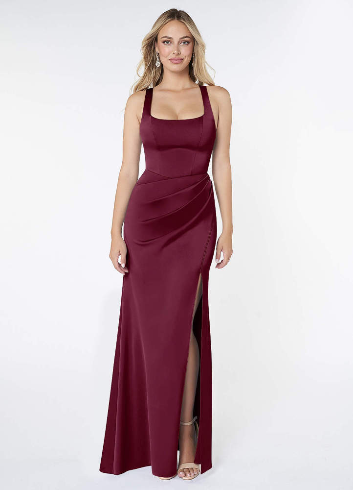 elyessen Mero Black Mermaid Pleated Stretch Satin Dress 5