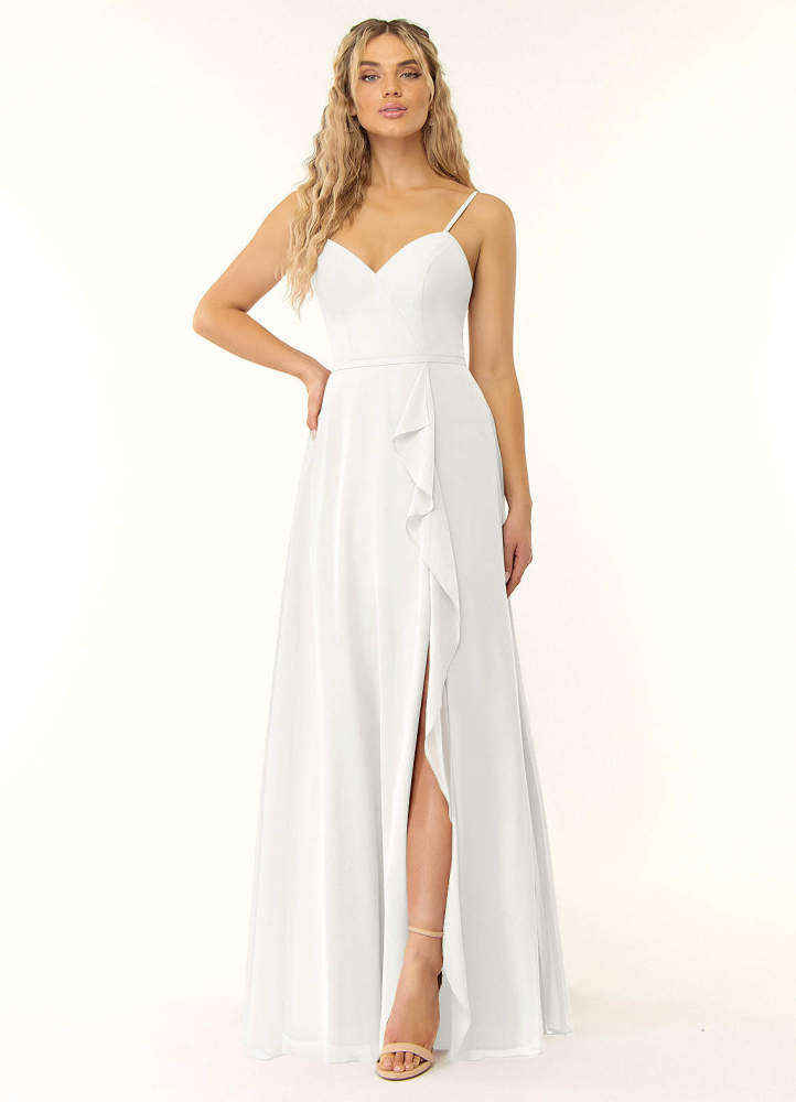 elyessen Naeem Dusty Blue A-Line V-Neck Ruffle Chiffon Dress 7