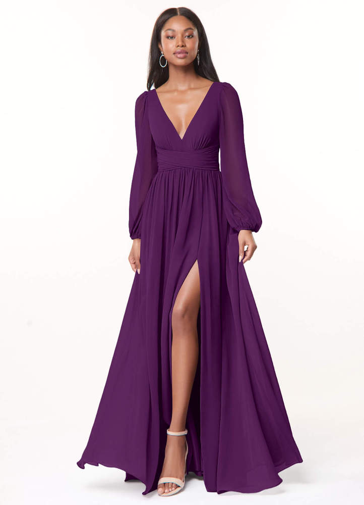 elyessen Norah Eucalyptus A-Line V-Neck Long Sleeve Chiffon Dress 5