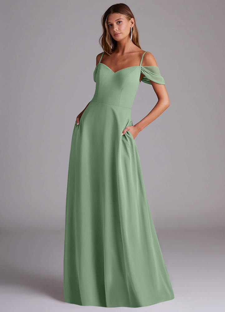 elyessen Marley Dusty Blue A-Line Off the Shoulder Chiffon Convertible Dress 1